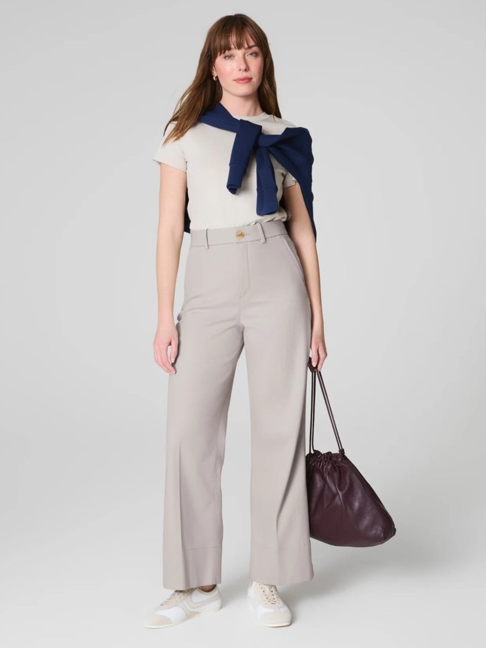 Spanx Wide Leg Twill Khaki Pants Sz Small